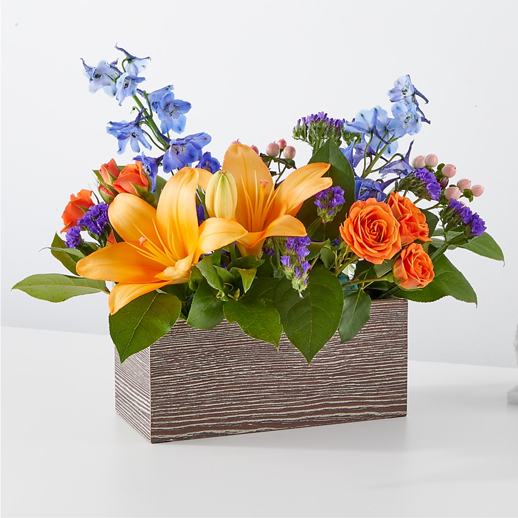 Radiant Citrus Box Bouquet – Greenery Plus Florist, Monroe NY