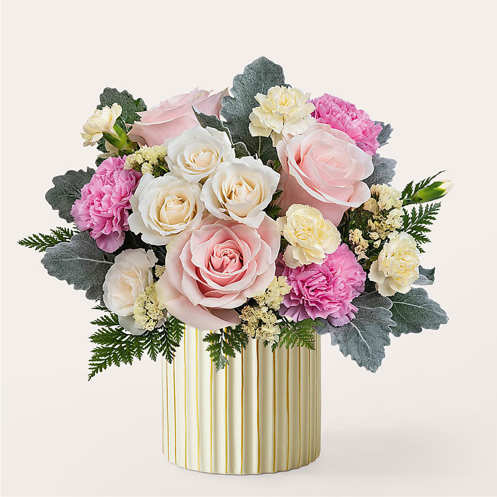 Blissful Moments Bouquet with Ivory Vase – Greenery Plus Florist, Monroe NY