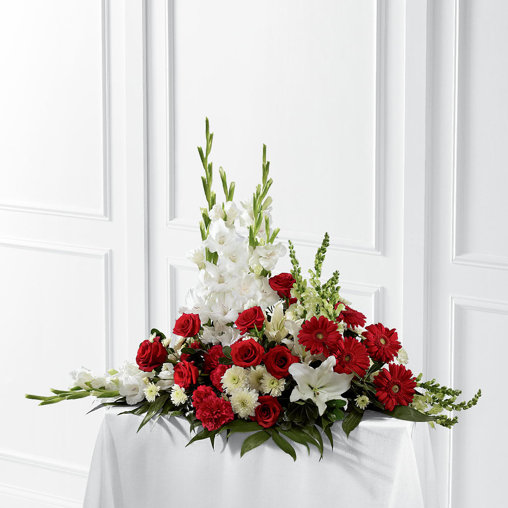 Crimson & White Arrangement – Greenery Plus Florist, Monroe NY