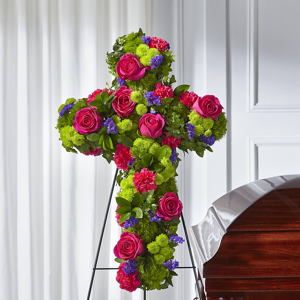 Tribute Rose Floral Cross – Greenery Plus Florist, Monroe NY
