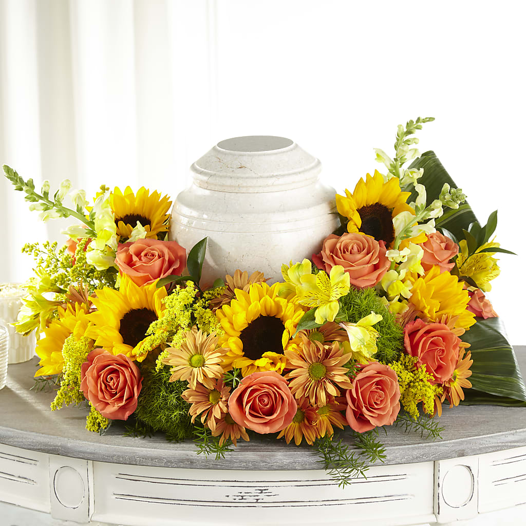Faithful Sunflower Cremation Adornment – Greenery Plus Florist, Monroe NY
