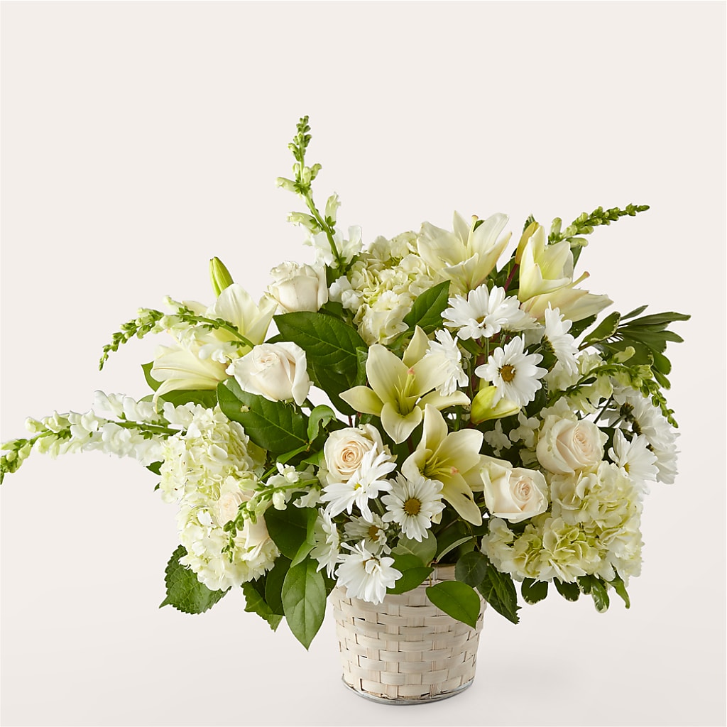 Ivory Elegance Floral Basket – Greenery Plus Florist, Monroe NY