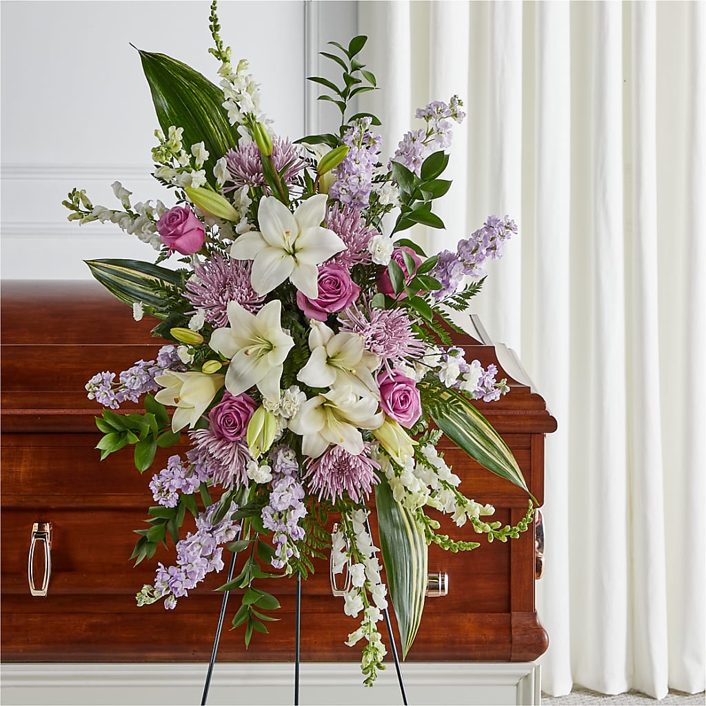 Grateful Hearts Standing Spray – Greenery Plus Florist, Monroe NY