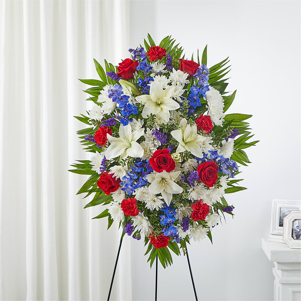 Cherished Service Standing Spray – Greenery Plus Florist, Monroe NY