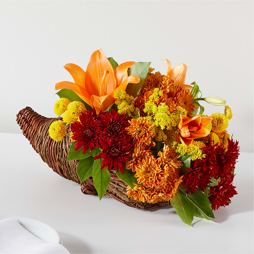 Bouquet of Blessings Cornucopia – Greenery Plus Florist, Monroe NY