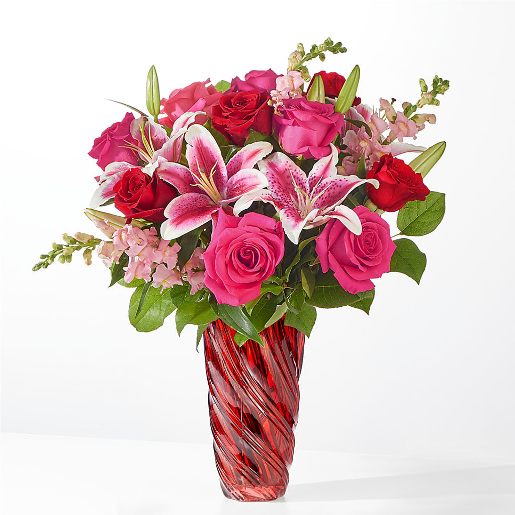 Always You Bouquet with Luxe Swirl Vase – Greenery Plus Florist, Monroe NY
