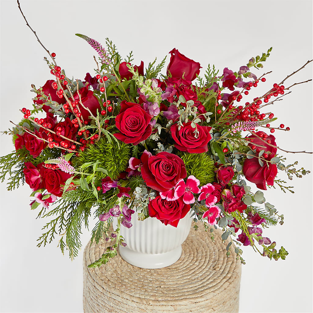 Big Red Bow Bouquet –  Greenery Plus Florist, Monroe NY