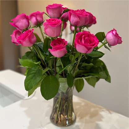Long Stem Pink Rose Bouquet –  Greenery Plus Florist, Monroe NY