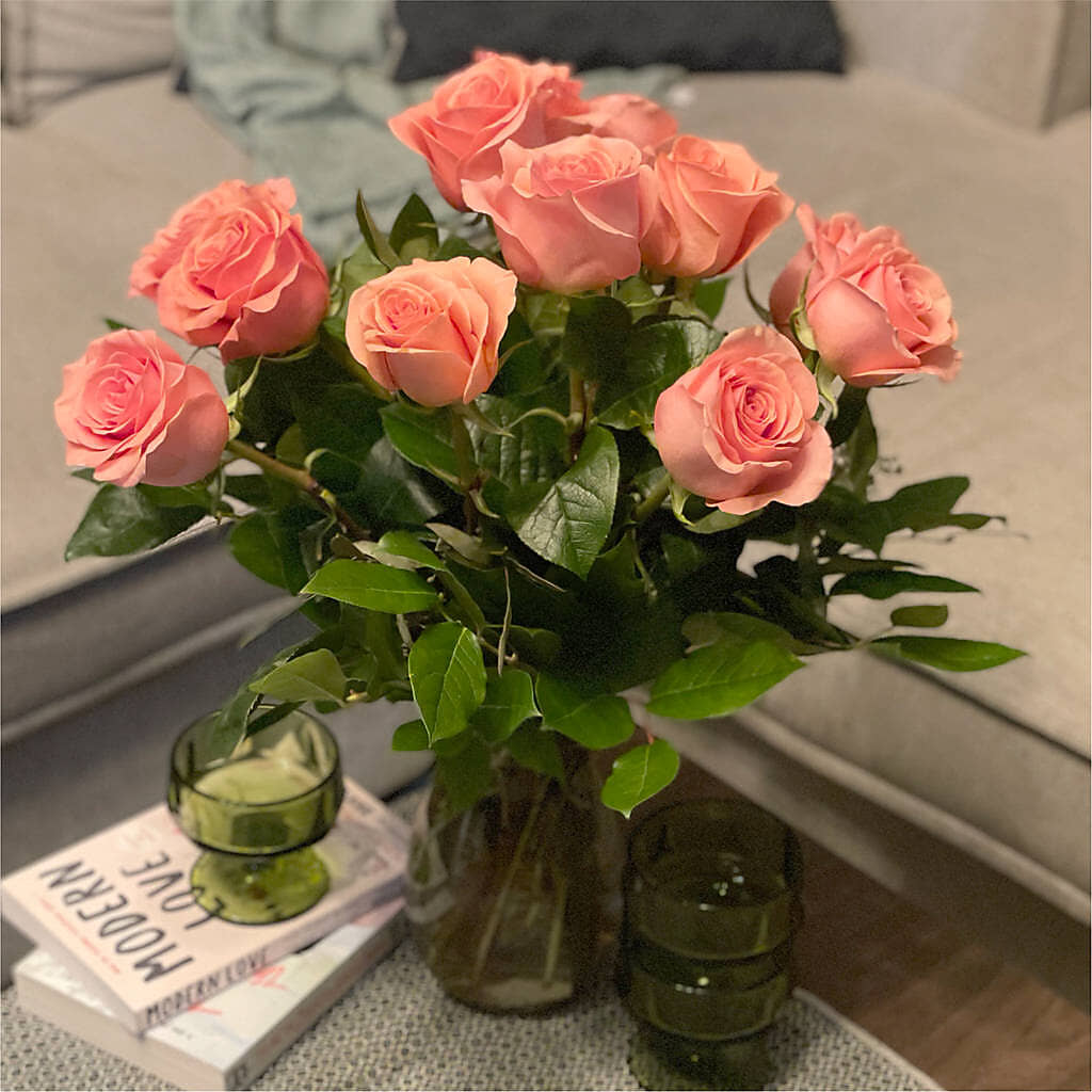 Long Stem Pink Rose Bouquet –  Greenery Plus Florist, Monroe NY