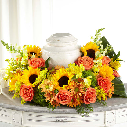 Faithful Sunflower Cremation Adornment –  Greenery Plus Florist, Monroe NY