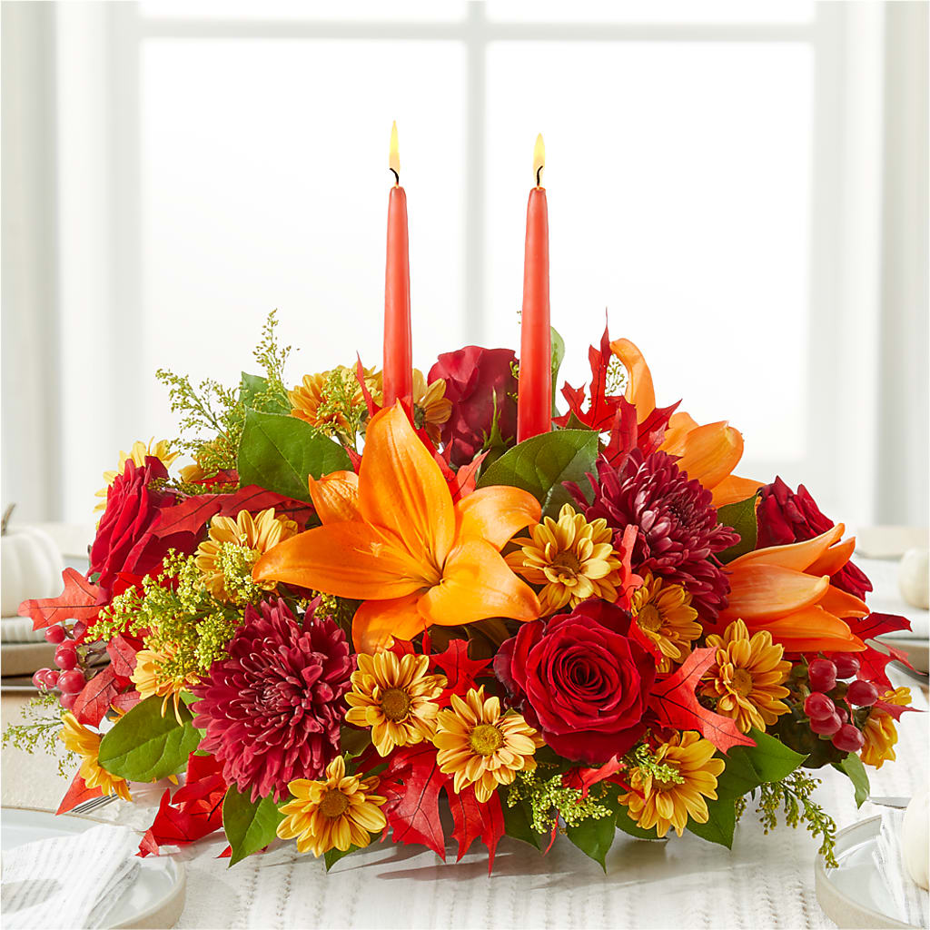 Autumn's Embrace Centerpiece –  Greenery Plus Florist, Monroe NY