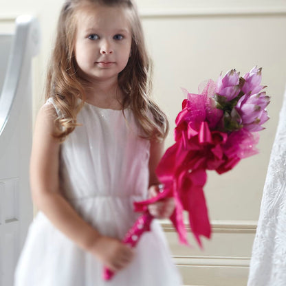 Sparkle Pink Flower Girl Bouquet –  Greenery Plus Florist, Monroe NY