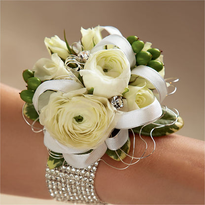 White Wedding Corsage –  Greenery Plus Florist, Monroe NY